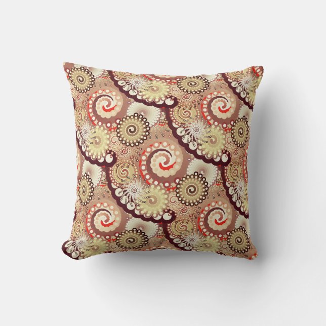 Fractal swirl mönster, choklad och grädde kudde (Framsida)