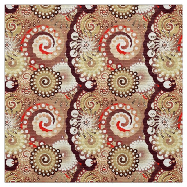 Fractal swirl mönster, choklad och grädde tyg (Provkarta)