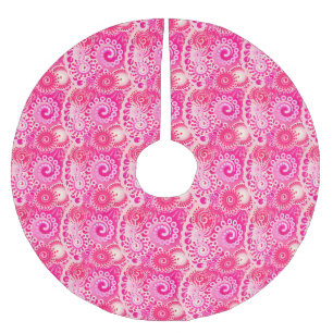 Fractal swirl mönster, fuchsia rosa julgransmatta borstad polyester