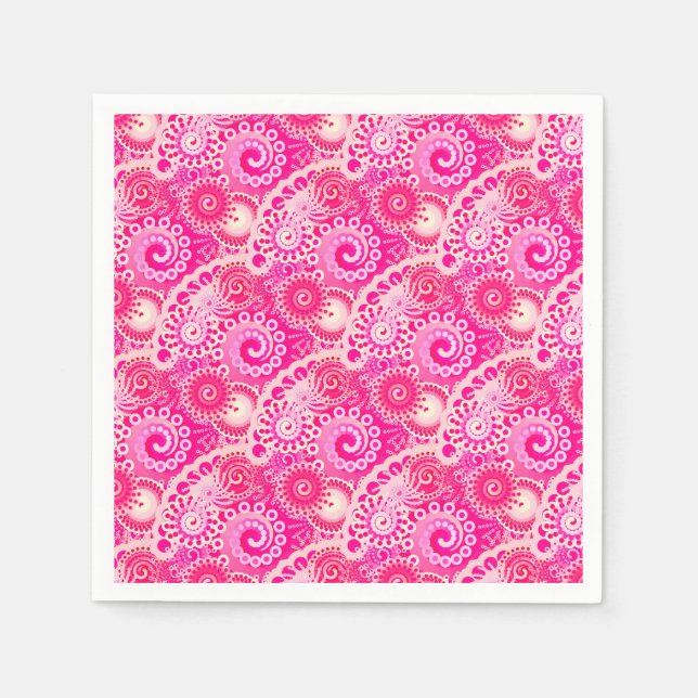 Fractal swirl mönster, fuchsia rosa pappersservett (Framsidan)