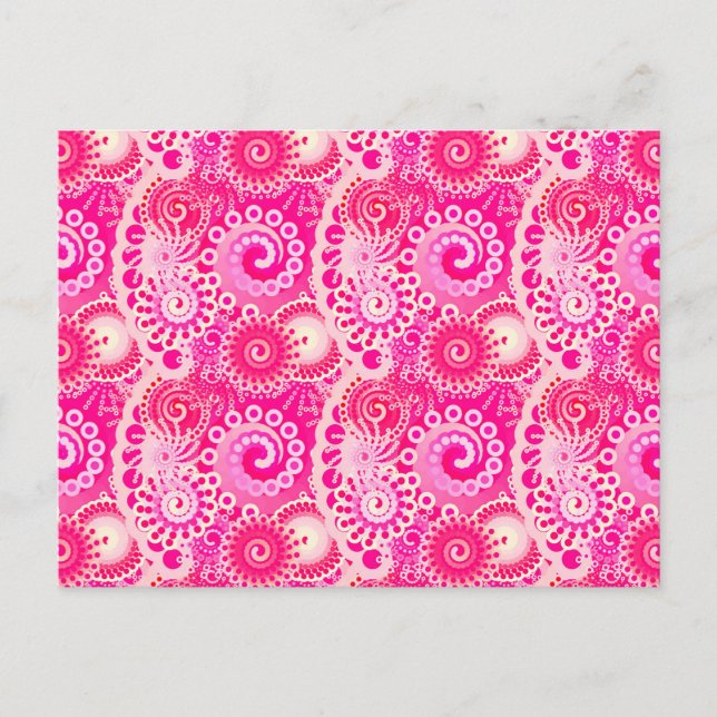 Fractal swirl mönster, fuchsia rosa vykort (Framsida)