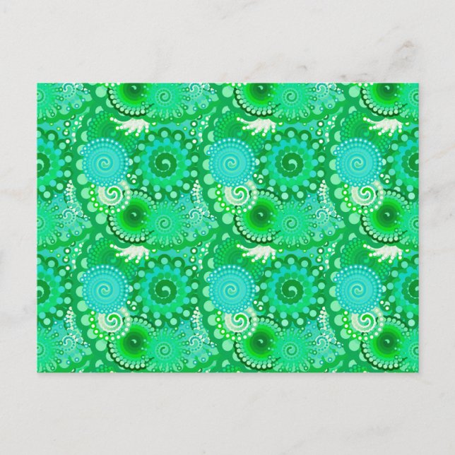 Fractal swirl mönster, jade, turkos, aqua vykort (Framsida)