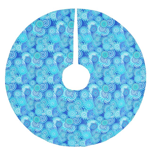 Fractal swirl mönster, koboltblått julgransmatta borstad polyester (Framsidan)