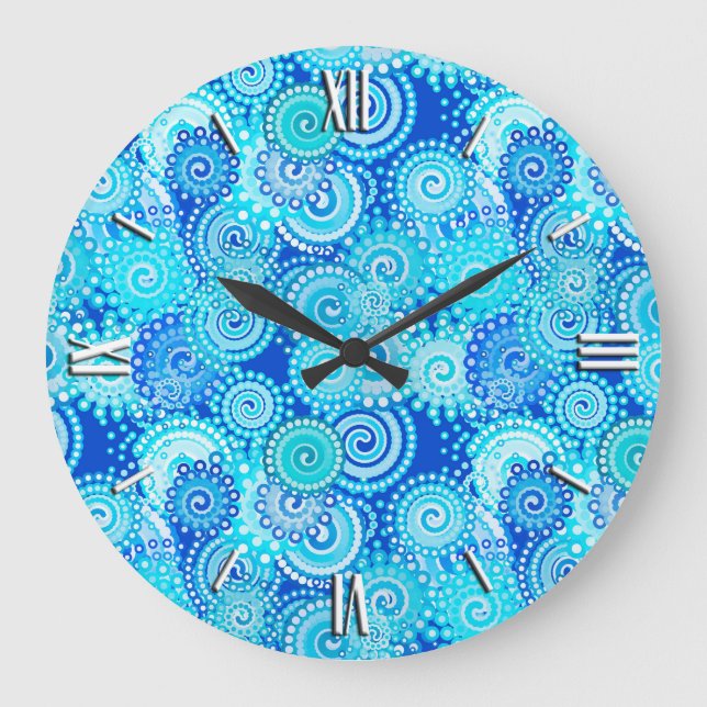 Fractal swirl mönster, koboltblått stor klocka (Framsida)