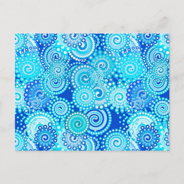 Fractal swirl mönster, koboltblått vykort (Framsida)