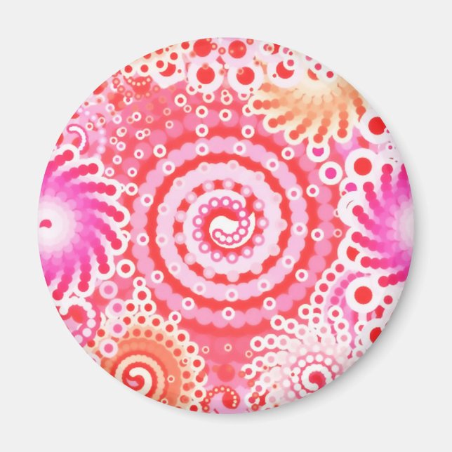 Fractal swirl mönster, koral, rosa och grädde magnet (Framsidan)