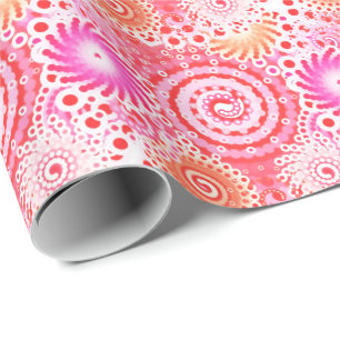 Fractal swirl mönster, koral, rosa och grädde presentpapper