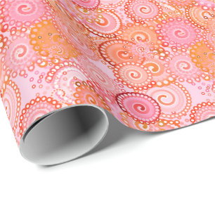 Fractal swirl mönster, korall och rosa presentpapper