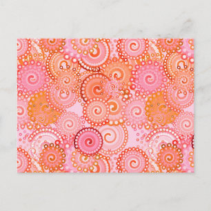 Fractal swirl mönster, korall och rosa vykort