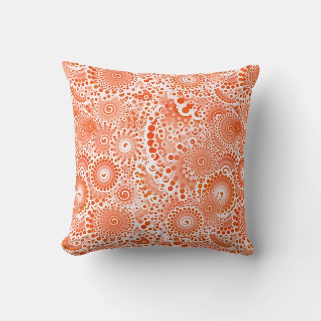 Fractal swirl mönster, korall orange kudde (Framsida)