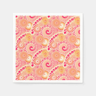 Fractal swirl mönster, korall, persika pappersservett