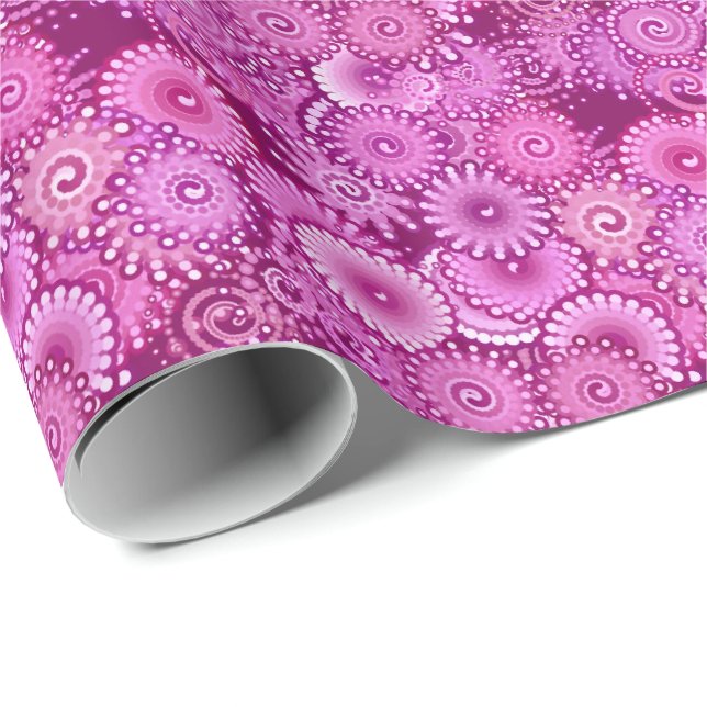 Fractal swirl mönster, lila, rosa, plommon, lilac presentpapper (Rullad Hörn)