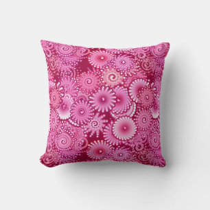 Fractal Swirl Mönster, Magenta, Rosa och Burgundy Kudde