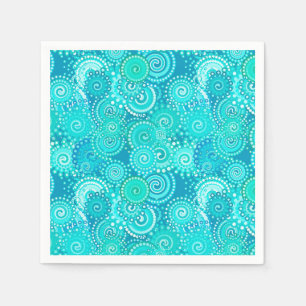 Fractal swirl mönster, nyanser av havsblått pappersservett
