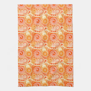 Fractal swirl mönster, orange av korall kökshandduk
