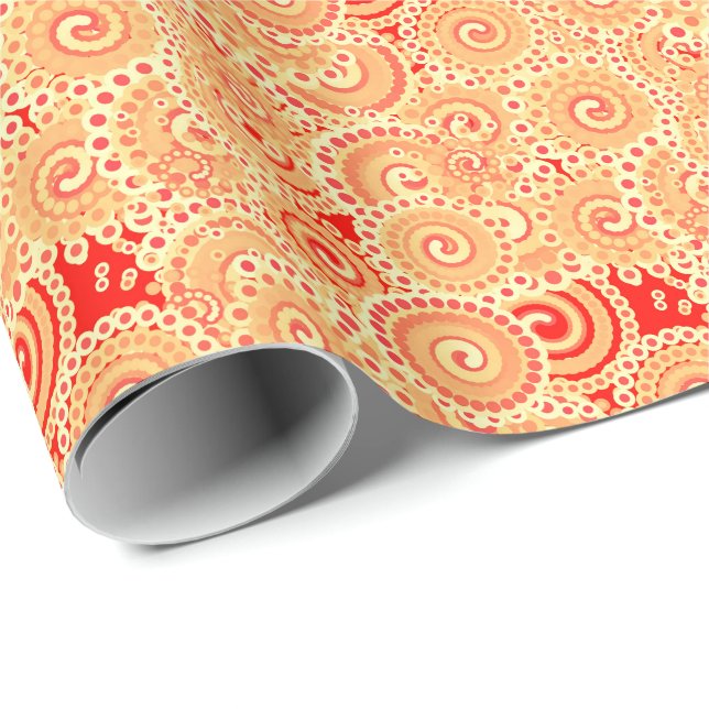 Fractal swirl mönster, orange av korall presentpapper (Rullad Hörn)