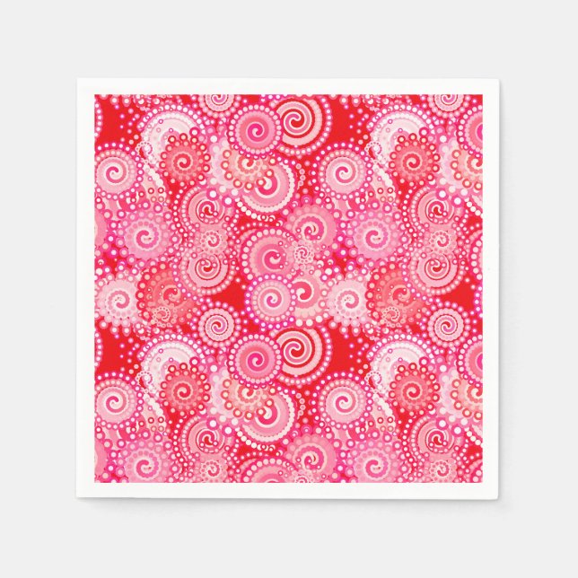 Fractal swirl mönster, red och shock rosa pappersservett (Framsidan)