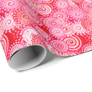 Fractal swirl mönster, red och shock rosa presentpapper