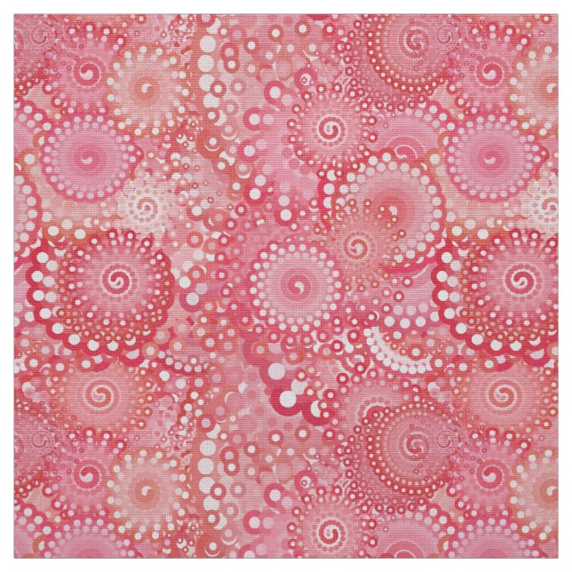 Fractal swirl mönster, rosa, korall, persika tyg (Provkarta)