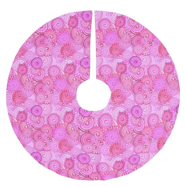 Fractal swirl mönster, rosa och fuchsia julgransmatta borstad polyester (Framsidan)