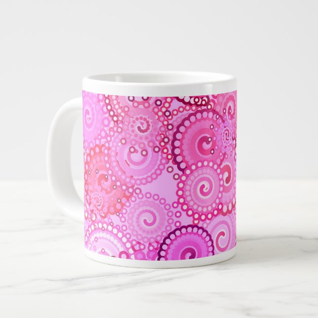 Fractal swirl mönster, rosa och fuchsia jumbo mugg (Framsida vänster)