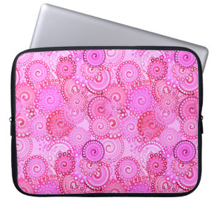 Fractal swirl mönster, rosa och fuchsia laptop sleeve