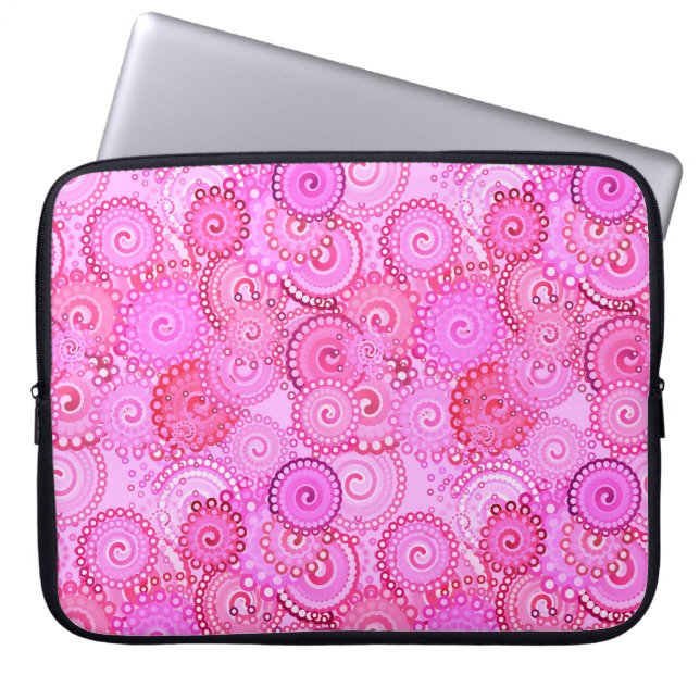 Fractal swirl mönster, rosa och fuchsia laptop sleeve (Framsidan)