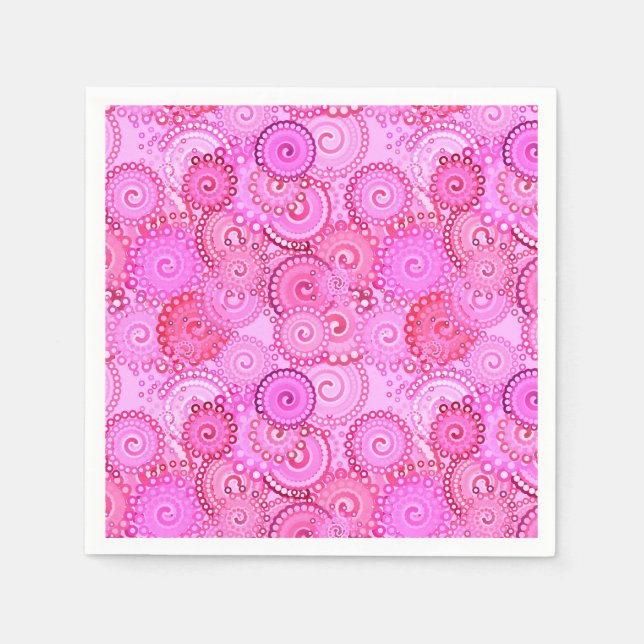 Fractal swirl mönster, rosa och fuchsia pappersservett (Framsidan)