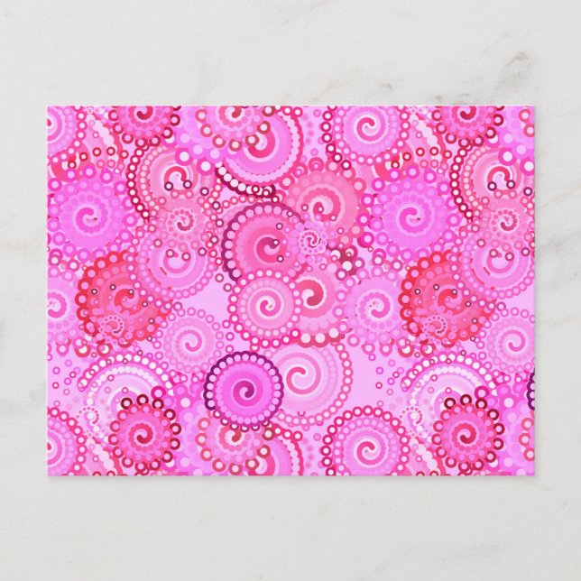 Fractal swirl mönster, rosa och fuchsia vykort (Framsida)
