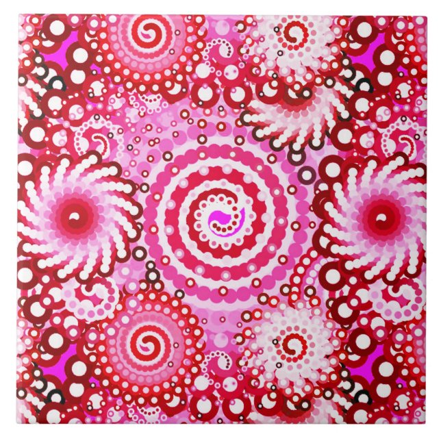 Fractal swirl mönster, rosa och sjön kakelplatta (Framsidan)