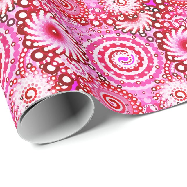 Fractal swirl mönster, rosa och sjön presentpapper (Rullad Hörn)