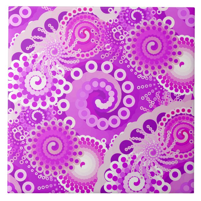 Fractal swirl mönster, shades av orchid kakelplatta (Framsidan)