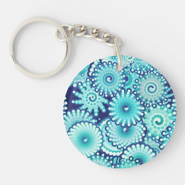 Fractal swirl mönster, skuggor av denim blue (Framsidan)