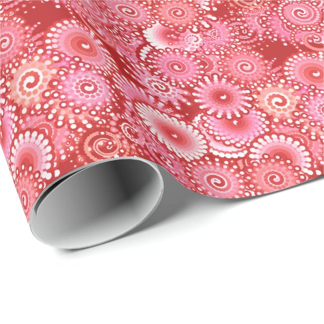 Fractal swirl mönster, skuggor av djupt rött presentpapper (Rullad Hörn)