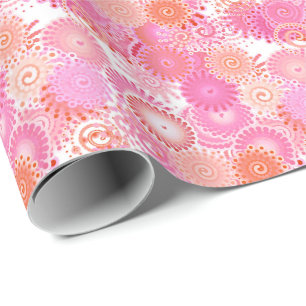 Fractal swirl mönster, skuggor av rosa och koral presentpapper