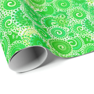Fractal swirl mönster, skuggor av vår grönt presentpapper