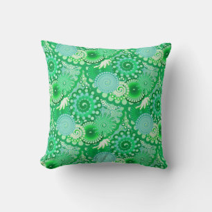Fractal swirl mönster, turkos, aqua, jade kudde
