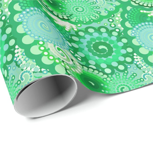 Fractal swirl mönster, turkos, aqua, jade presentpapper (Rullad Hörn)