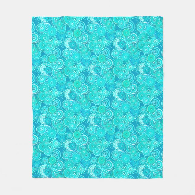 Fractal swirl mönster, turkos fleecefilt (Framsidan)