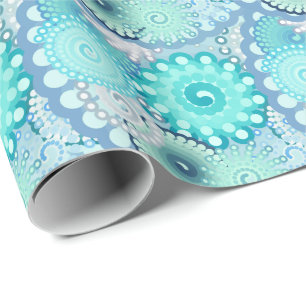 Fractal swirl mönster, turkos, grönt, blått presentpapper