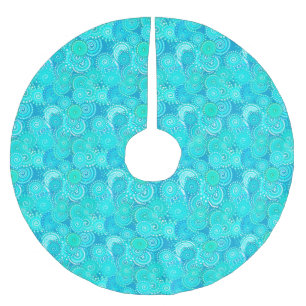 Fractal swirl mönster, turkos julgransmatta borstad polyester