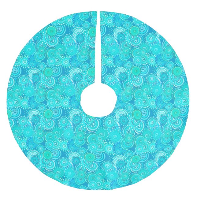 Fractal swirl mönster, turkos julgransmatta borstad polyester (Framsidan)