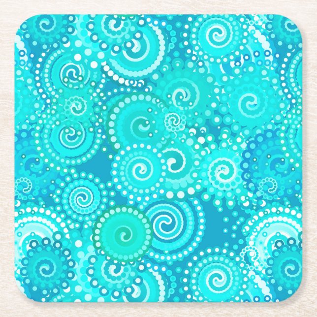 Fractal swirl mönster, turkos underlägg papper kvadrat (Framsidan)