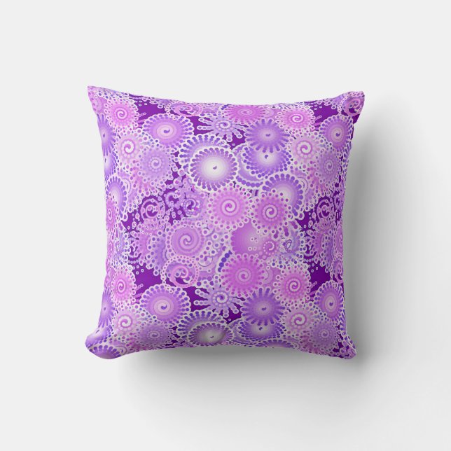 Fractal swirl mönster, violettskuggor kudde (Framsida)