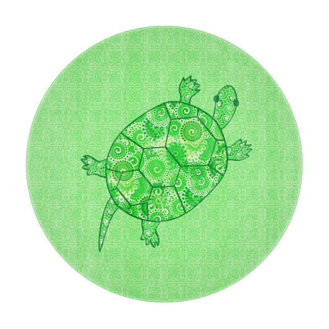 Fractal swirl turtle - lime and emerald grönt (Framsidan)