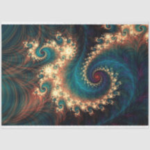 Fractal Teal Fantasy Spiral Abstrakt 26 Decoupage
