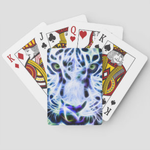 Fractal Tiger Closeup - Blue Casinokort