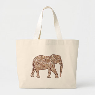 Fractal-virvelelefant - brun och taupe jumbo tygkasse