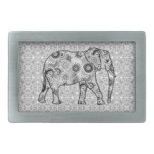 Fractal-virvelelefant - grått, svart och vitt
