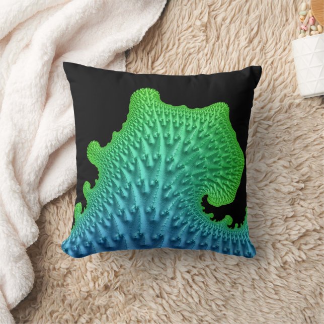 Fractal Wave Artsy Nautical Beach House Kudde (Filt)